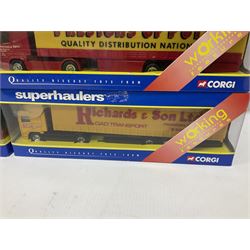 Corgi - nine Superhaulers 1:64 scale vehicles comprising TY86711, TY86611, TY86617, TY87008, TY86716, TY86620, TY86803, TY86710, and TY86806, along with similar example TY86625 Knights of Old 50th Anniversary model; all boxed (10)