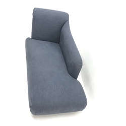 Loaf Bronte chaise longue, upholstered in a soft blue fabric, turned supports, W170cm, H80cm, D75cm