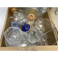 Quantity of glass ware to include boxed Pagoda Guzzini tumblers, Roemer type glasses with etched bowls, Caithness vase, other engraved glass, bowls, decanter, etc