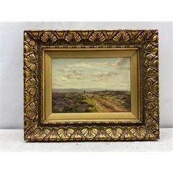 Augustus William Enness (British 1876-1948): Henrietta Street East Cliff Whitby and Driving Sheep on a North Yorks Moorland Track, pair oils on canvas one signed the other signed with initials 24cm x 34cm (2)