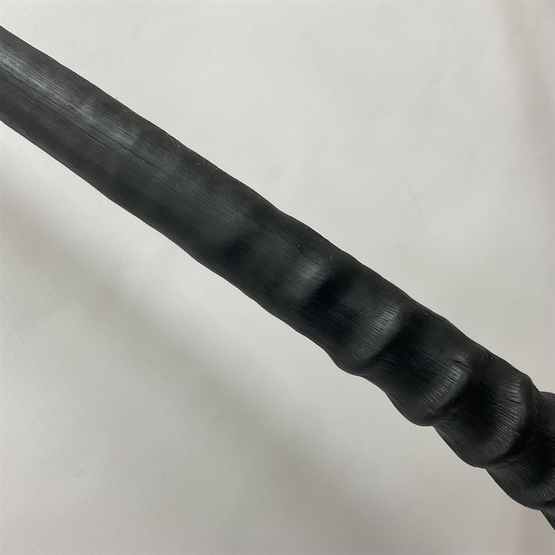 Antlers/Horns: Gemsbok Oryx (Oryx gazella gazella), pair of oryx curved horns on partial skull, mounted on an ebonised shield, H130cm