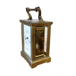 Mappin & Webb-20th century timepiece carriage clock with a lever platform escapement. With key.