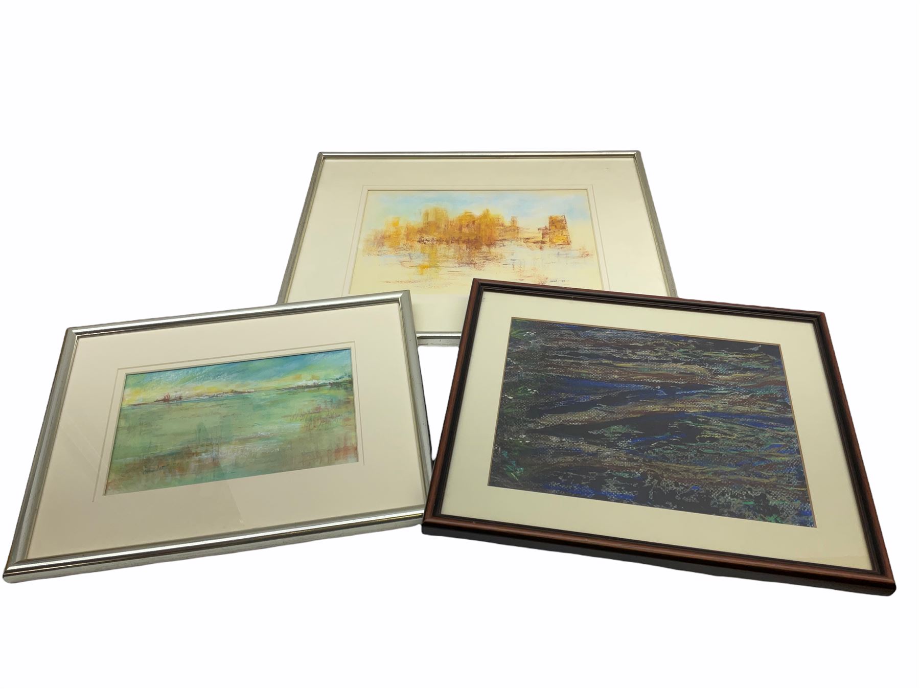 Madeleine Eyland (Belgian/British 1930-2021): Collection of abstract pastels, approx 21, max 19cm x 28cm 
Provenance: artist's studio collection. Marie-Madeleine Eyland (neé Legrain) was born in 1930 at Floriffoux, Belgium; she lived most of her life in Scarborough working as a nurse and an artist.