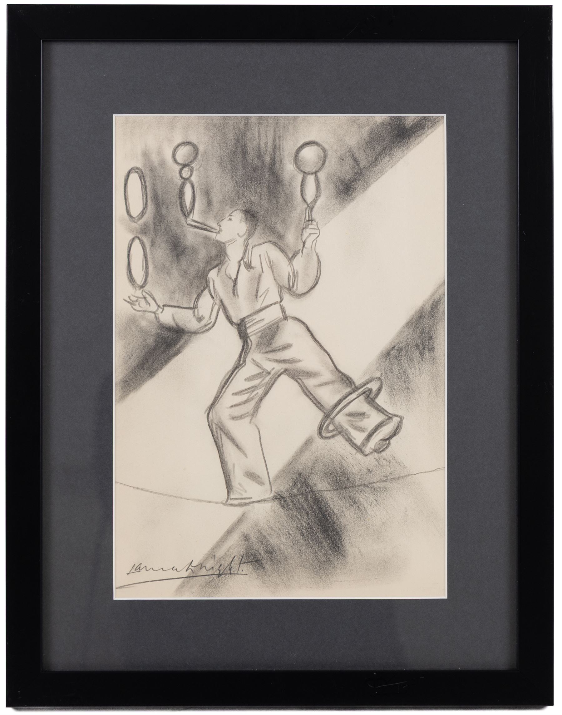 Dame Laura Knight (Staithes Group 1877-1970): The Tightrope Walker, pencil signed 28cm x 19cm