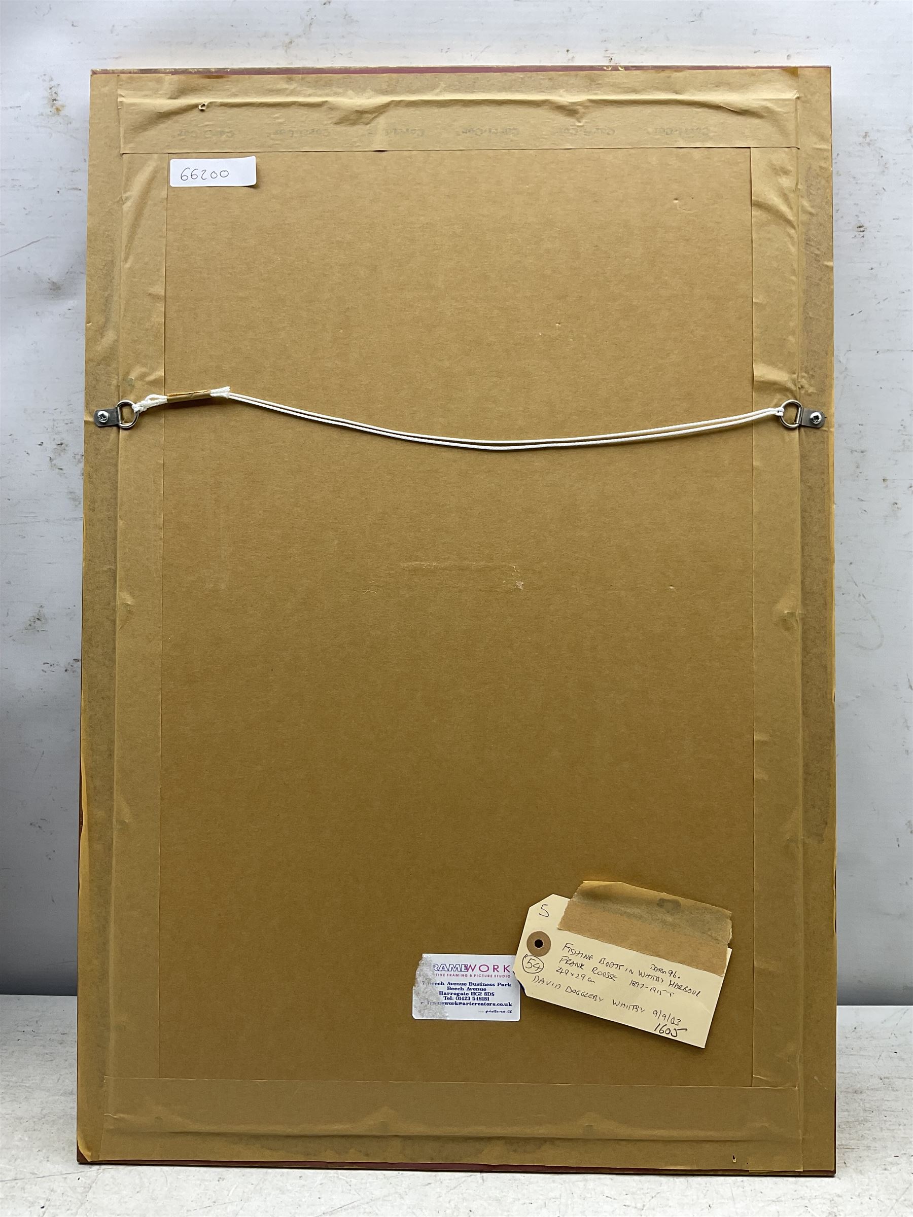 Frank Rousse (British fl.1897-1917): Dock End Whitby, watercolour signed and dated '96, 49cm x 28cm
Provenance: private collection, purchased David Duggleby Ltd Whitby 9th September 2003