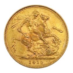 King George V 1912 gold full sovereign coin