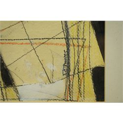 Continental School (20th Century): Cubist Nude, charcoal and watercolour indistinctly signed 40cm x 25cm 