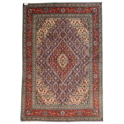 North West Persian Tabriz hand-knotted rug, ivory field with a central lozenge medallion i...
