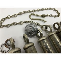 Seven Hull City Police 'Metropolitan' whistles, three with chains (7)