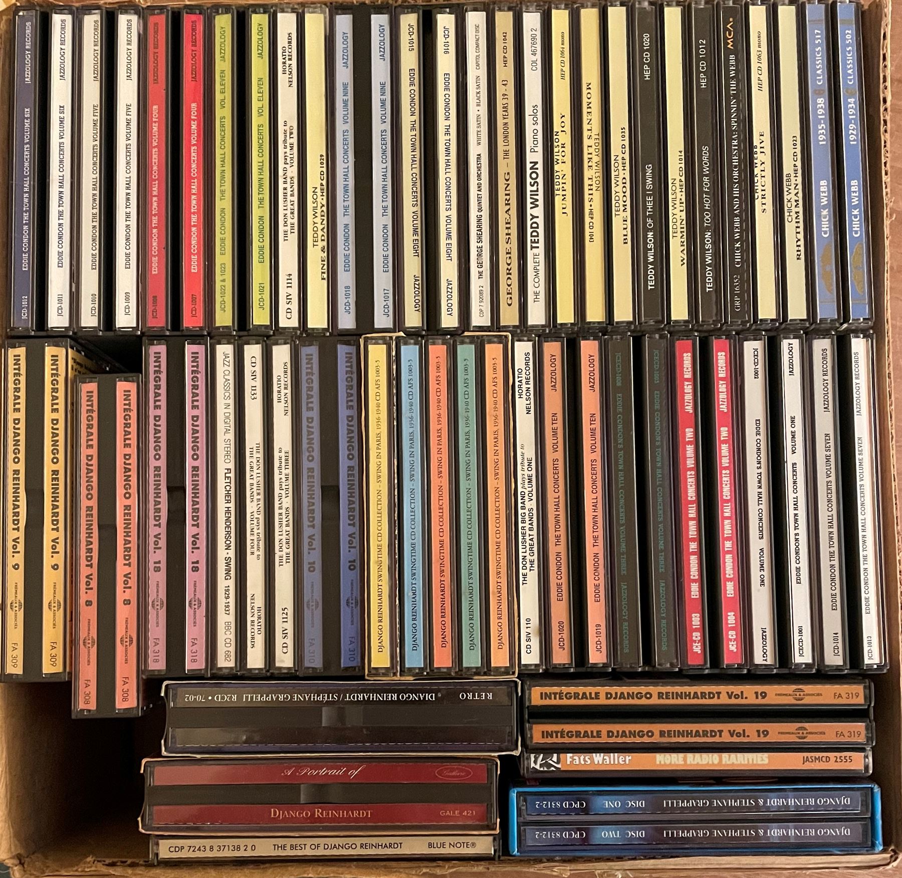 A large collection of Jazz and Classical CD's including Bing Crosby, Duke Ellington, 'The Great Composers' set, together with various cassettes and minidisc's in four boxes 