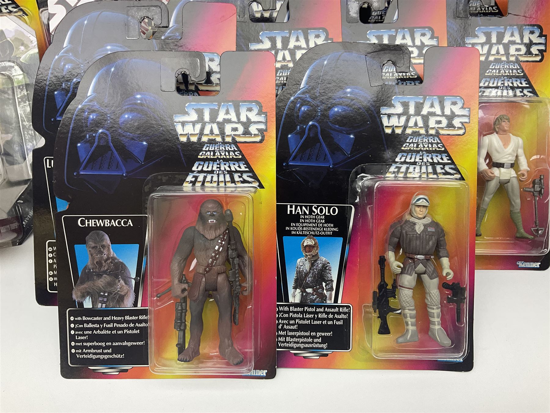 Star Wars - twenty-four carded figures including nineteen La Guerra De Las Galaxias La Guerre Des Etoiles; and five others; all in unopened blister packs (24)