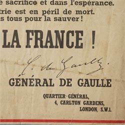 WWII French 1490 propaganda leaflet 'To all Frenchmen - France has lost the battle - But France has not lost the War' printed for General de Gaulle by J. Weiner of London
