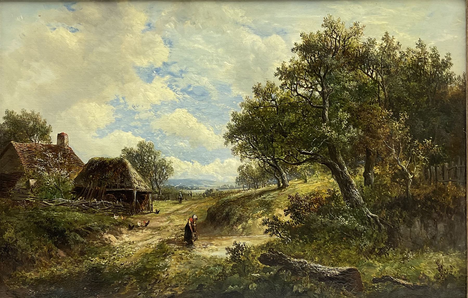 Joseph Thors (British 1835-1920): Farmstead in Wooded Landscape, oil on canvas signed 39cm x 60cm 
