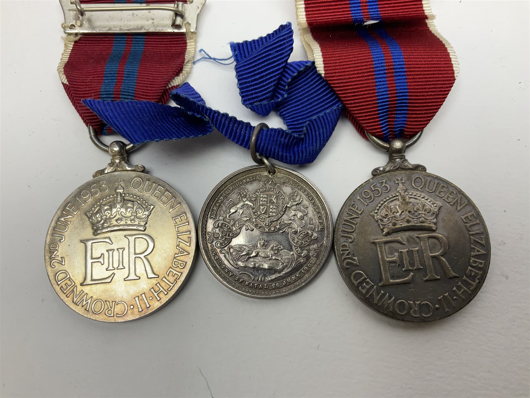 Imperial Service Medal awarded to James Roscow; four coronation medals for Edward VII, George VI and two Elizabeth II (both boxed); George V silver jubilee miniature; and two replica medals - Military Cross and Victoria South Africa 1877-8-9 (8)