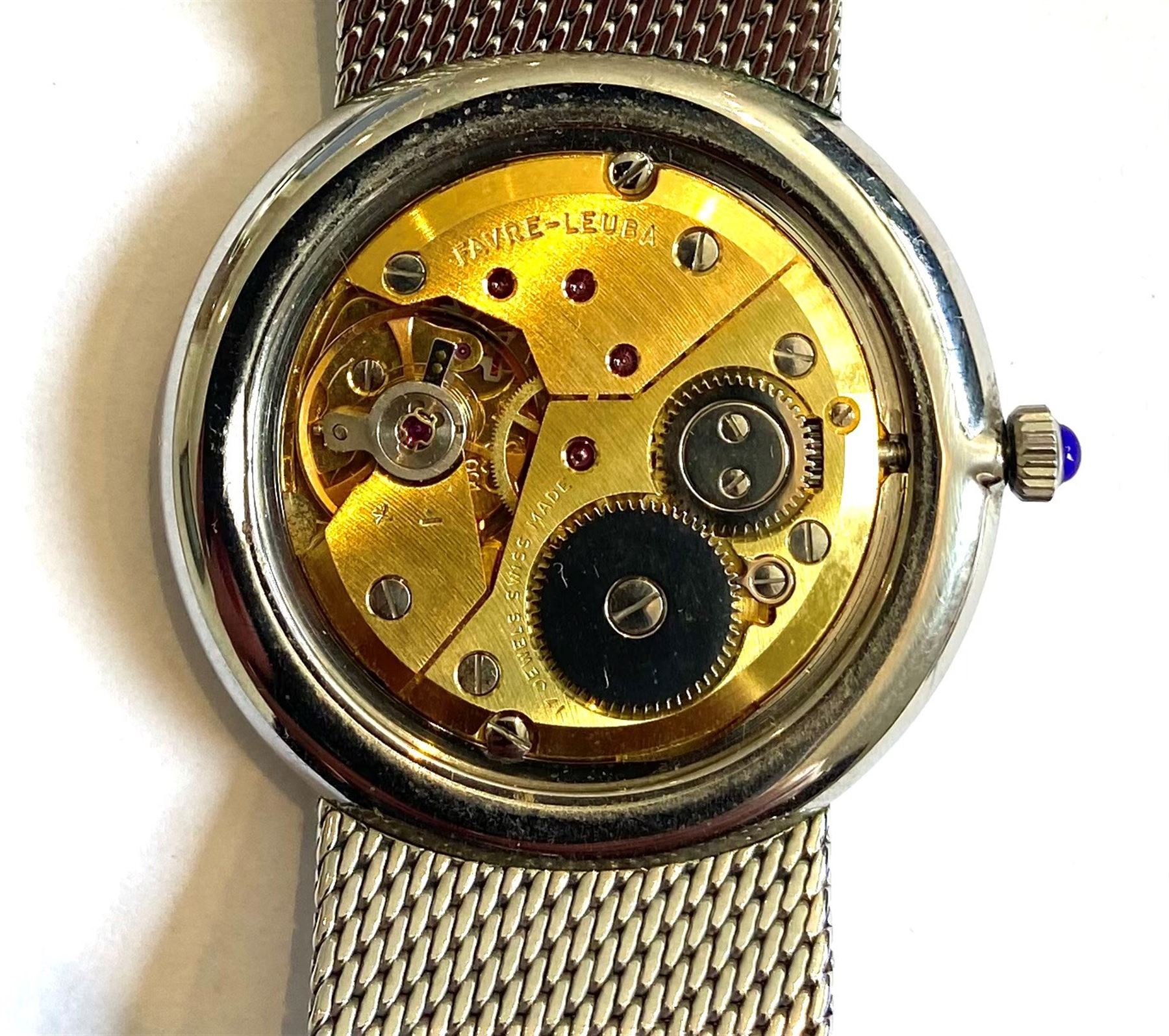 Favre-Leuba gentleman's stainless steel manual wind bracelet wristwatch, case No. 3502-42 1479, boxed