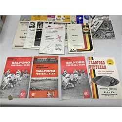 Over fifty Rugby League match programmes 1960s/70s including Liverpool City, Wigan, Doncaster, Halifax, Blackpool, Leeds, Salford, York, Castleford, both Hulls, Warrington, Widnes, Batley, 1973 GB v Australia Test Match etc