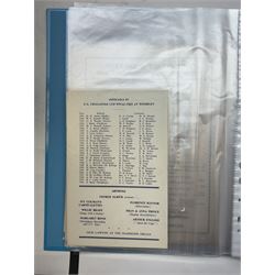 Collection of football memorabilia belonging and relating to the Hull based referee Frank Coultas, including 9ct gold Referee's medal for the 1957 Aston Villa v Manchester United FA Cup Final, inscribed 'The Football Association, F.B Coultas, F.A. Challenge Cup Competition, Final Tie 1957', hallmarked and in original case; the kit worn by him to referee the 1957 FA Cup Final and ephemera relating to the match including photographs, programmes and tickets; together with other football memorabilia collected by Frank Coultas, including programmes, photograph and ticket stubs, with some items relating to the 'Busby Babes'
