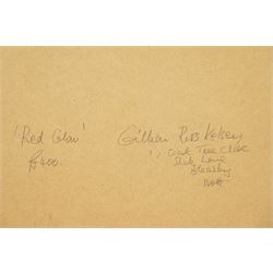 Gillian Ross Kelsey (British 1935-2025): 'Red Glow', acrylic glaze on paper signed and titled in pencil 23cm x 72cm
