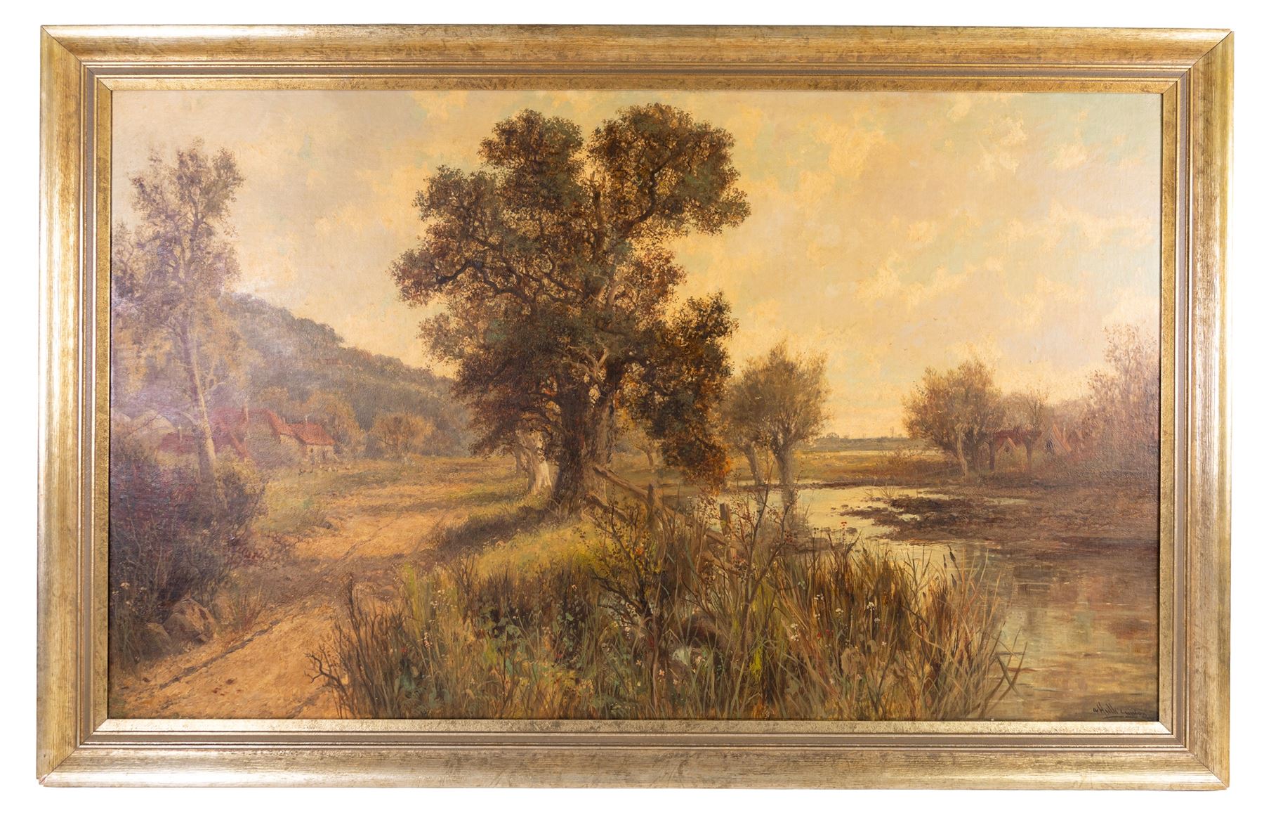 Abraham Hulk Jnr. (British 1844-1922): 'On the Mole - Surrey', oil on canvas signed, titled on the stretcher verso 75cm x 126cm