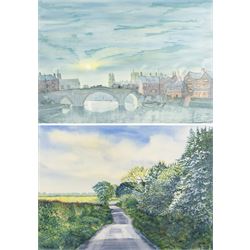 English School (20th century): Ouse Bridge at Dusk, watercolour possibly signed below the ...