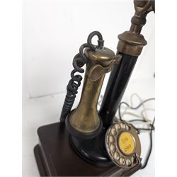 Vintage brass candlestick telephone and bell box