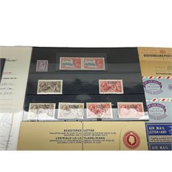 Mostly Bechuanaland Queen Victoria and later stamps, including wrapper from Mafeking to Germany with Bechuanaland two pence, King George V Bechuanaland Protectorate overprints on seahorses with half crown and five shillings values, various items of postal stationary, Airmail letters etc