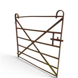 Georgian wrought iron strapwork gate, with arched cresting rail ends and hinged latch