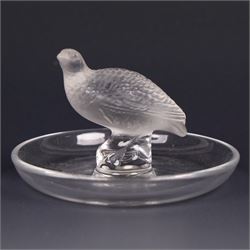 Lalique - Thalie Dove ring dish and Grouse ring dish, H10cm