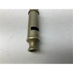 Three J Hudson & Co Birmingham military whistles, dated 1915, 1916, 1923