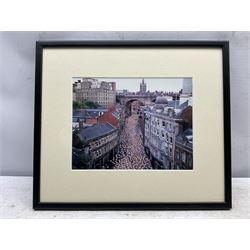 Spencer Tunick (American 1967-): 'Naked on the Tyne', colour photograph, signed titled and dated 2005 verso 18cm x 24cm