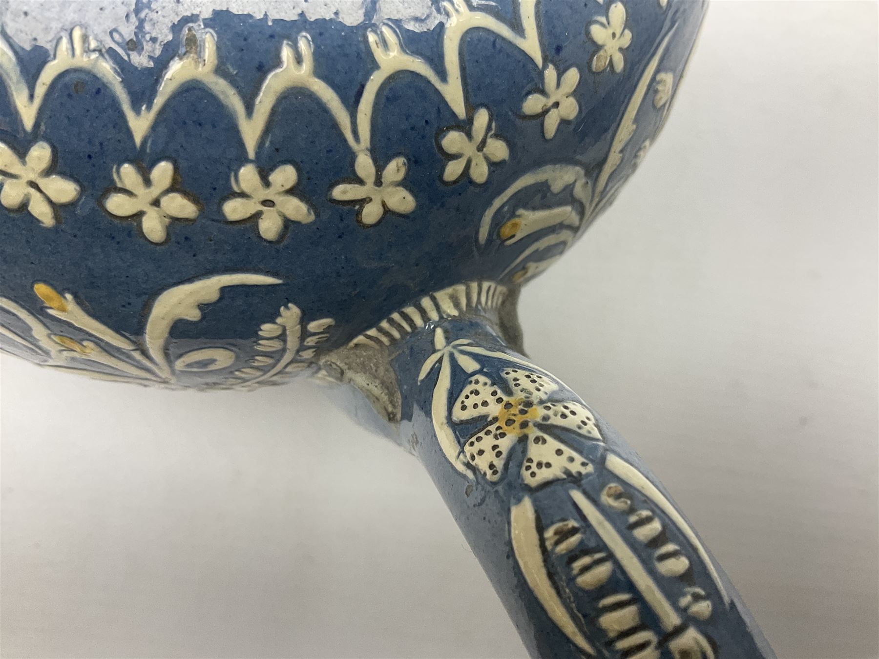 Swiss Thun pottery teapot and cover, decorated with edelweiss flowers, H16cm