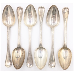  Set of six silver tablespoons Hanovarian military thread pattern by Elizabeth Eaton London 1848 approx 17.5oz  