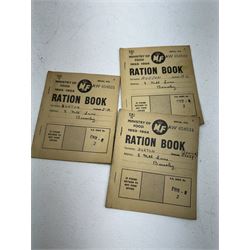 WWI British War Medal named to '60638 Pte C. Young Yorks L I' together with various cap badges, ration books and other military related items 