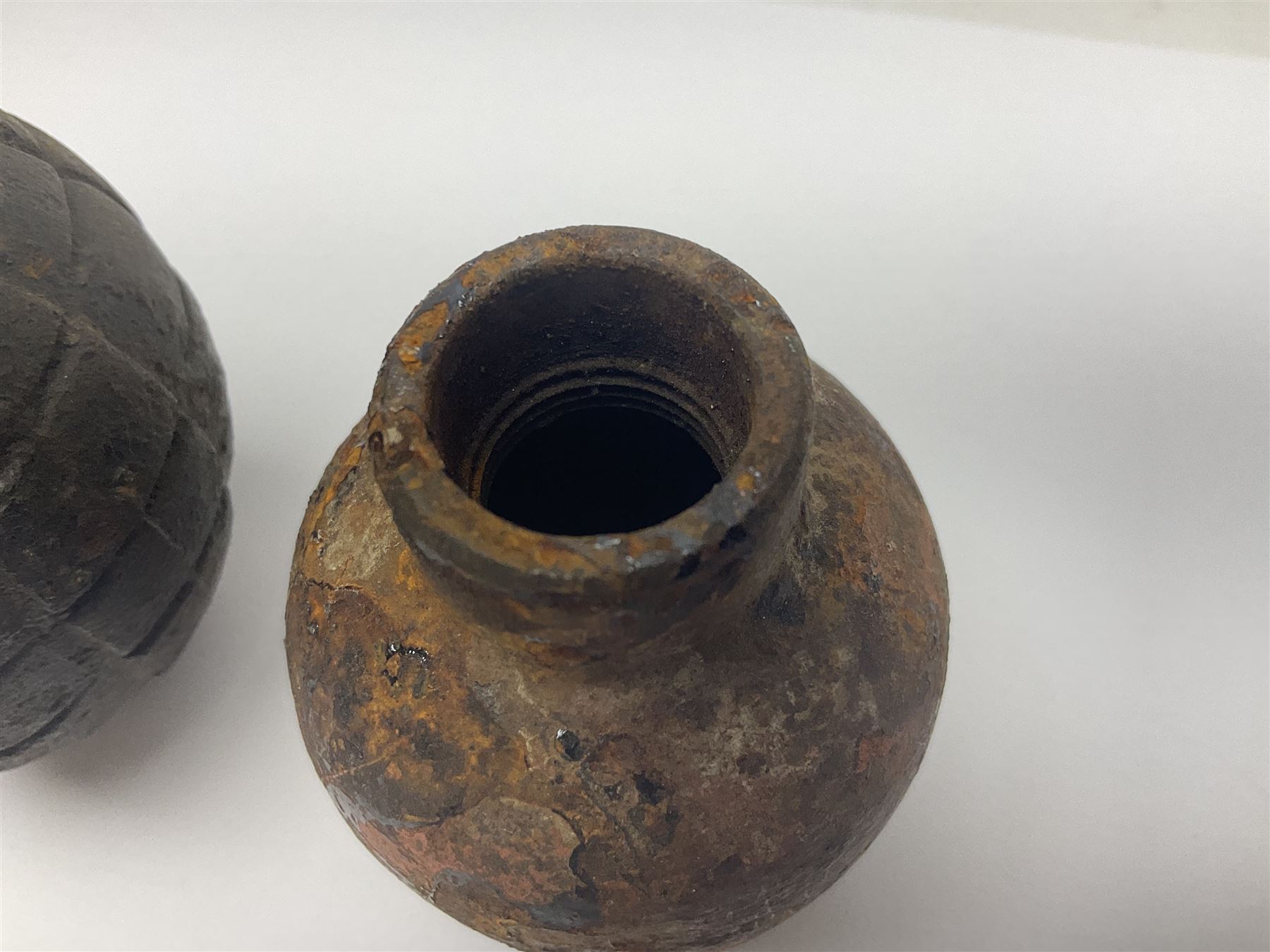 Two inert WWII French hand grenades (cases only)