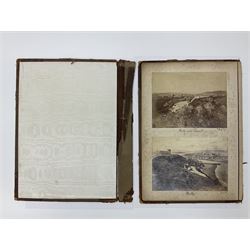 Victorian photograph album containing over 120 mainly topographical and architectural views of England, Scotland, including Whitby Abbey, Robin Hoods Bay, Windsor Castle, etc
