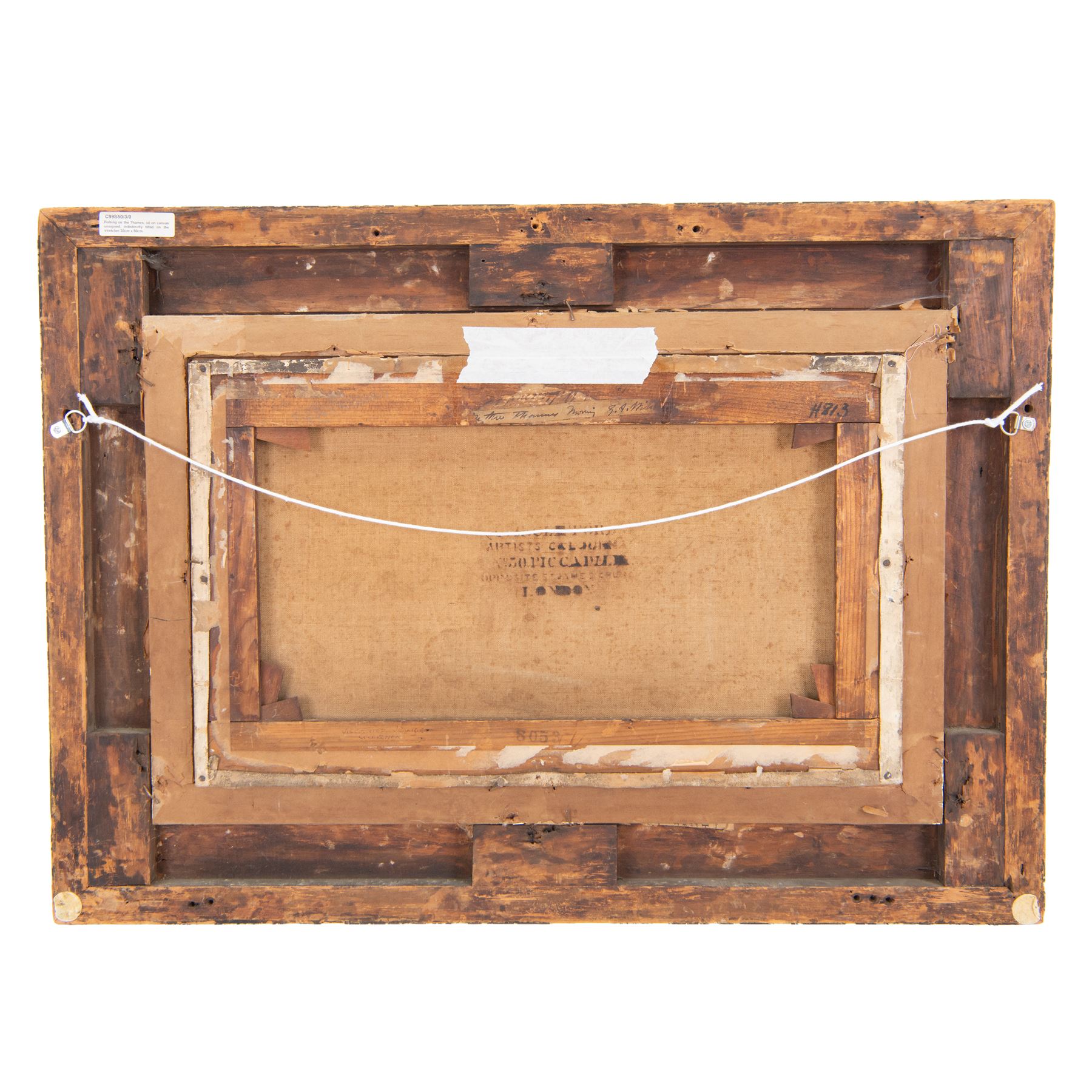 George Augustus Williams (British 1814-1901): Fishing on the Thames, oil on canvas, signed and titled on original label verso 30cm x 50cm 
Provenance: private collection, purchased David Duggleby Ltd 6th December 2019 Lot 102