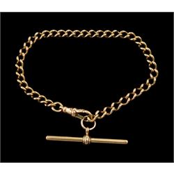 9ct gold curb link bracelet with T bar, stamped 375