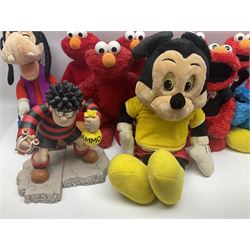 Collection of Sesame Street Elmo, together with Teletubbies and Disney toys etc in two boxes