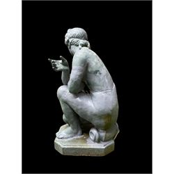 Victorian design cast iron naked maiden garden figure, painted in pale blue - THIS LOT IS TO BE COLLECTED BY APPOINTMENT FROM DUGGLEBY STORAGE, GREAT HILL, EASTFIELD, SCARBOROUGH, YO11 3TX