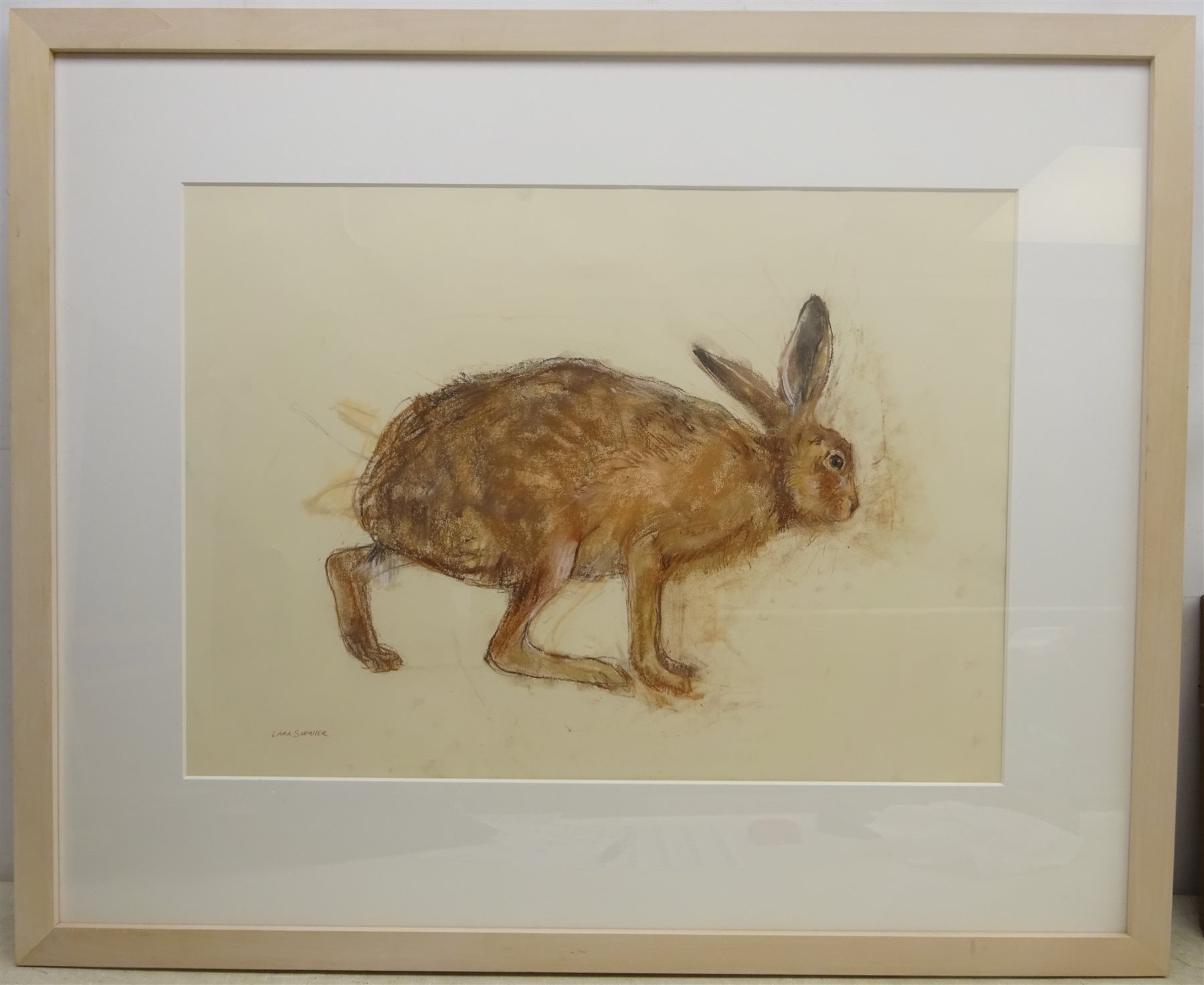Lara Scouller (British 1983-): 'Brown Hare', pastel signed, titled and dated 2015 on label verso 51cm x 71cm 
Provenance: with Panter & Hall, London, label verso