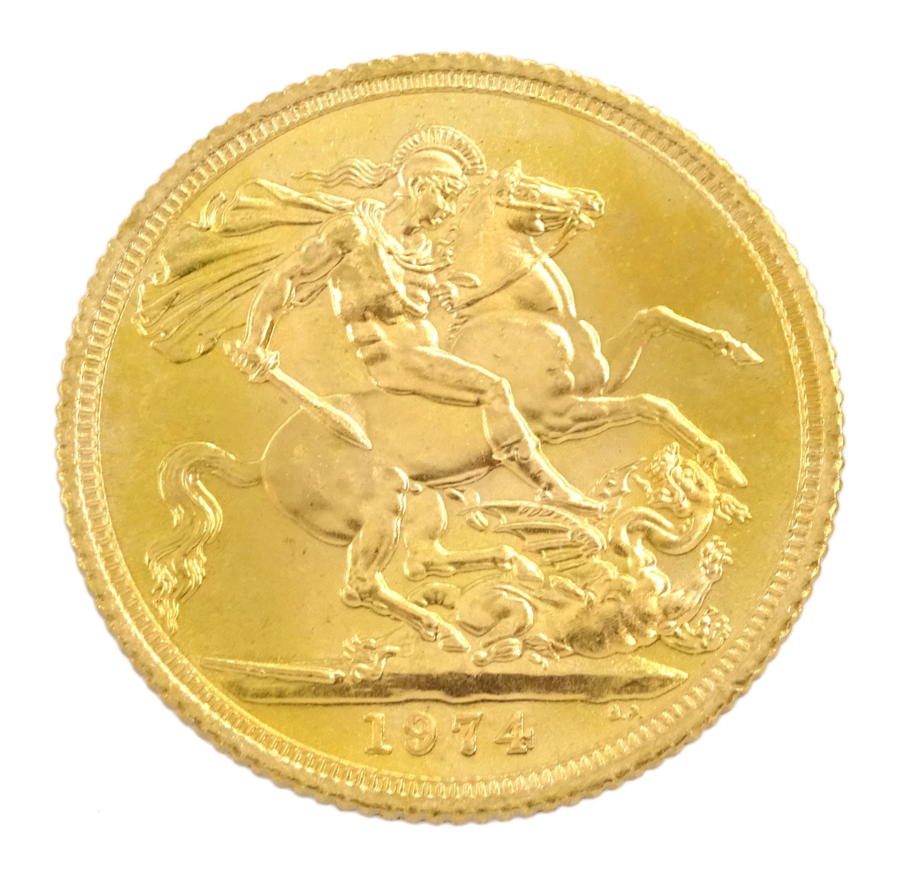 Queen Elizabeth II 1974 gold full sovereign coin