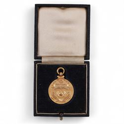 Football League Championship Division 2 9ct gold medal, awarded to Colin Appleton of Leicester City for the 1956-57 season, hallmarked Vaughton & Sons, Birmingham 1956