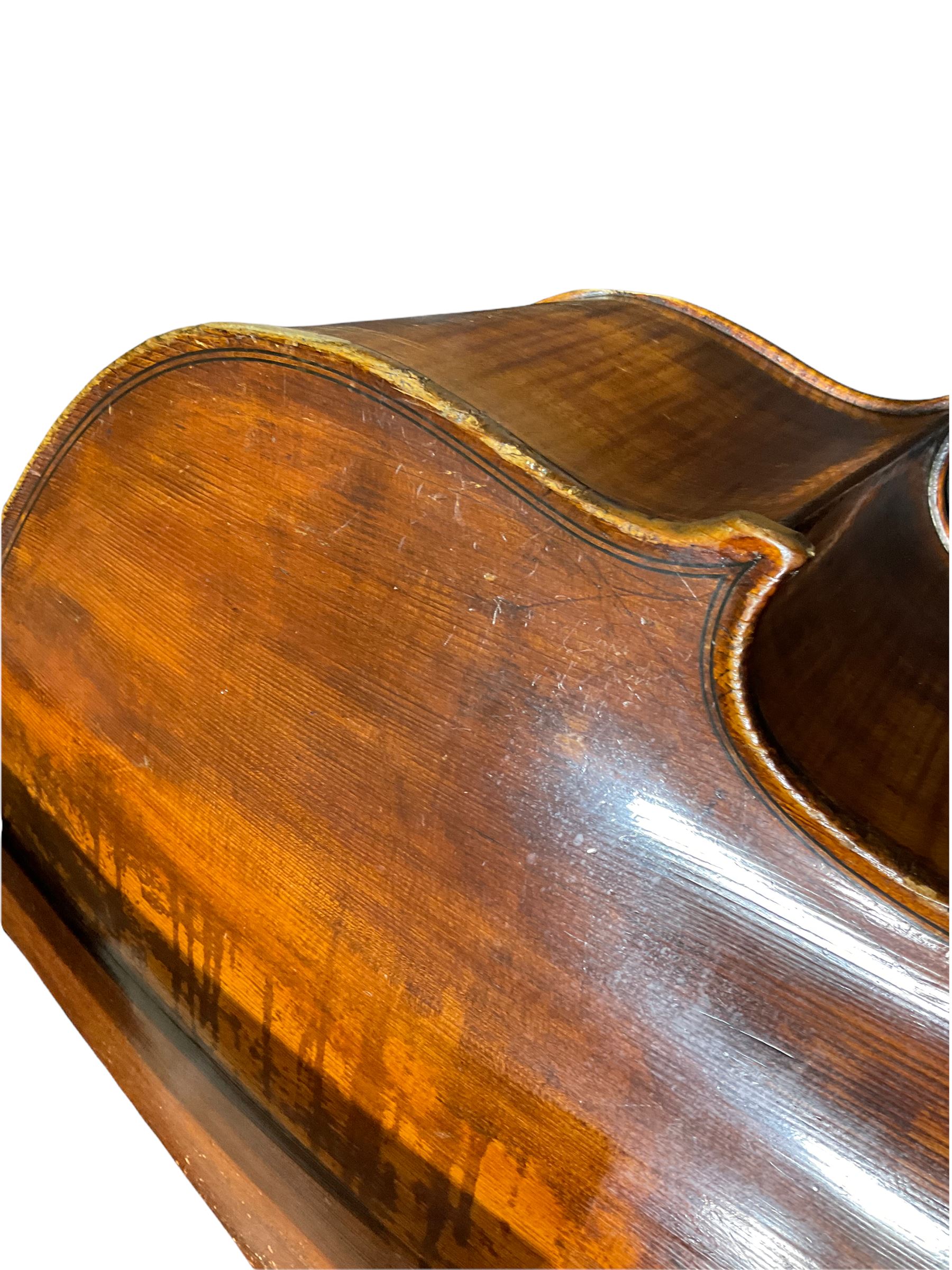 Fine double bass by Albert Volkmann double bass specialist of Schonbach Bohemia c1910, with 110cm (43.25