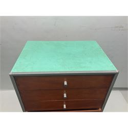 Tabletop chest with nine drawers, with Dinky toy and other die-cast model parts, drawers H62cm