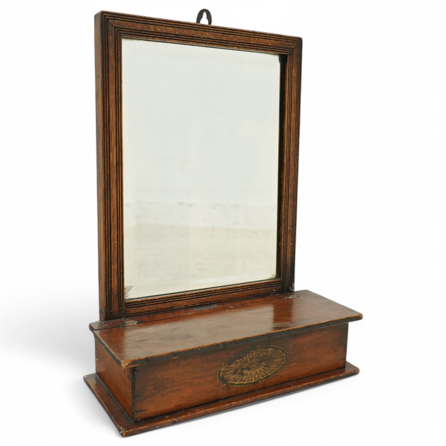 Set of two Georgian mirrors - Toilet mirror with drawer, Fret Mahogany design wall mirror, with hoho bird motif, (2) Wall mirror 74x34cm, Toilet Mirror 44x22cm 