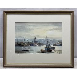 Don Micklethwaite (British 1936-): Scarborough Harbour, watercolour signed 20cm x 31cm 