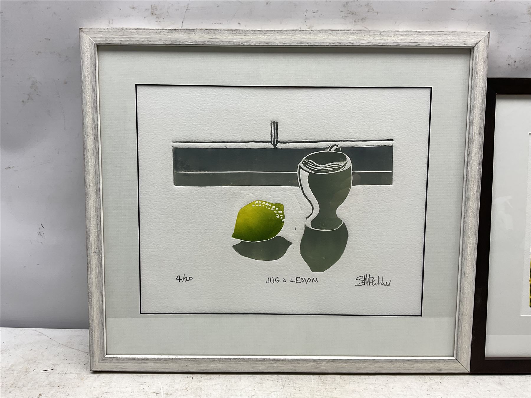 Shirley Fletcher (Northern British Conteporary): 'Jug and Lemon' and A Forest, two collographs, the former signed titled and numbered 4/20 in pencil 28cm x 35cm and 23cm x 32cm (2)