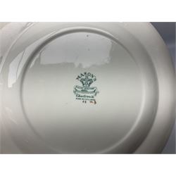 Calais Imari style part tea service, Mason's Chartreuse pattern plate, Arthur Wood Gaudy Welsh style coffee pot, and Victoria Ware teacup and saucer