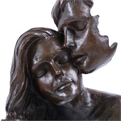 Bronze sculpture,  Abstract lovers  upon a marble base, H28cm