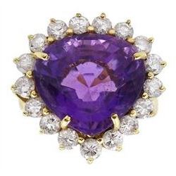 18ct gold amethyst and round brilliant c